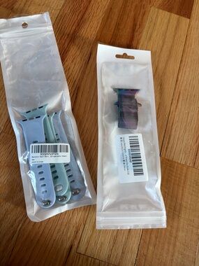 Apple Watch 38mm Silicone and Woven Watch Bands - Light Blue, Mint & Iridescent